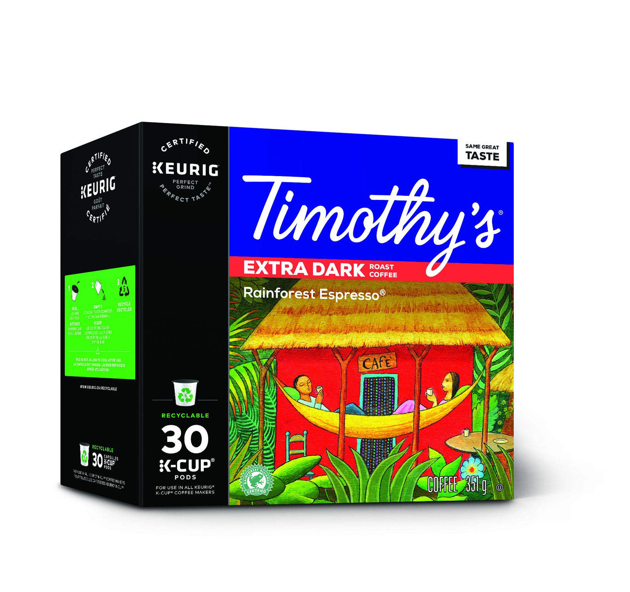 Timothy`s World Coffee Rainforest Espresso 30 K-Cups{Imported from Canada}